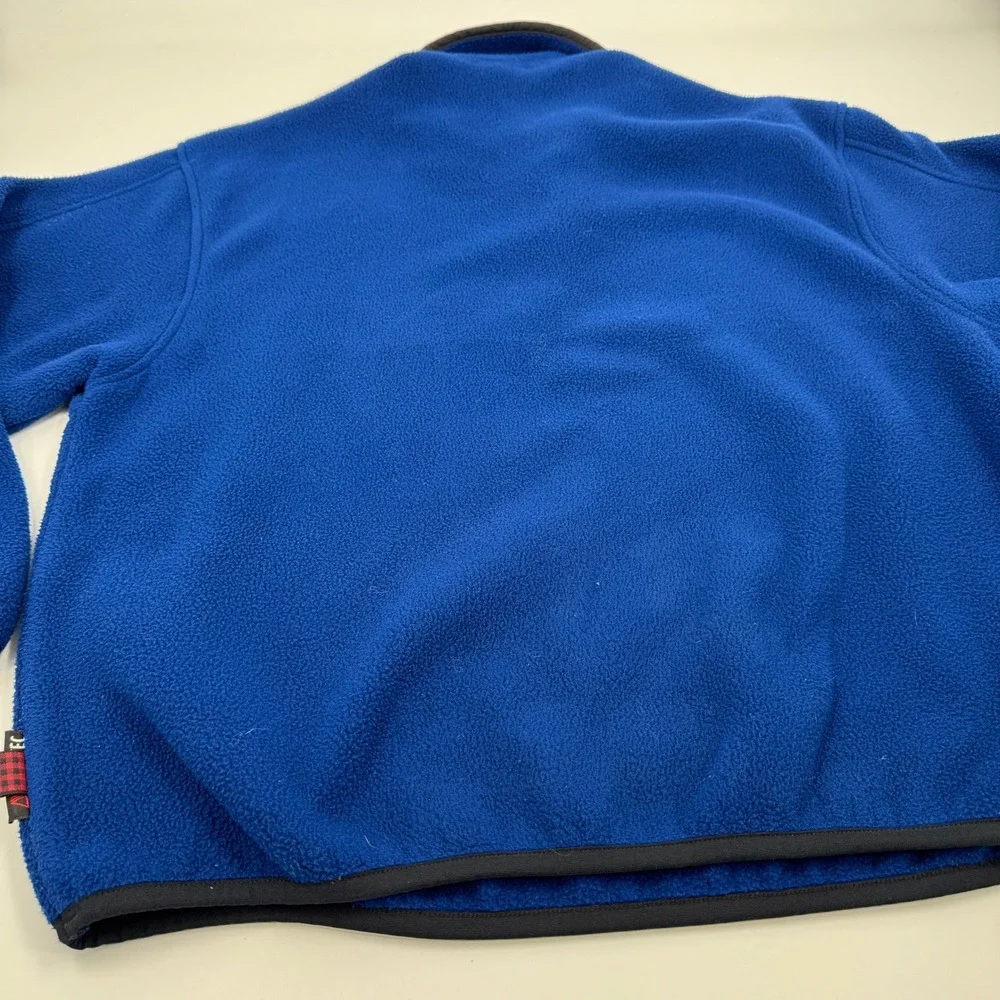 Woolrich Mens Fleece Pullover Jacket Blue Snap Collar‎ Large Outdoor